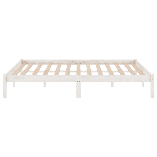 Bed Frame without Mattress White Solid Wood 183x203 cm King