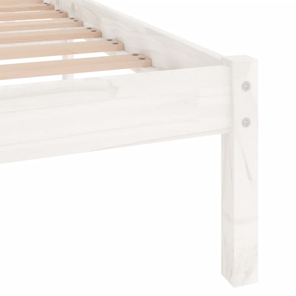 Bed Frame without Mattress White Solid Wood 183x203 cm King