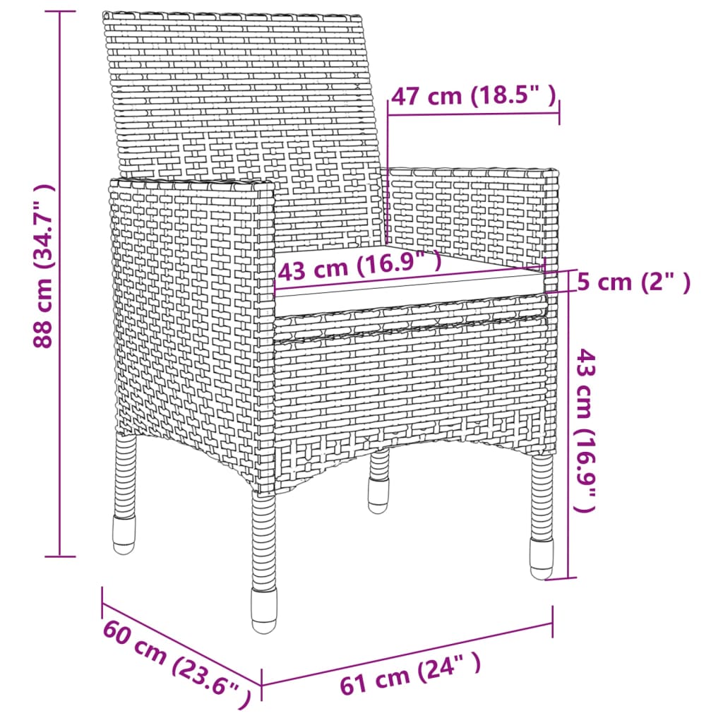 11 Piece Outdoor Dining Set with Cushions Poly Rattan Black