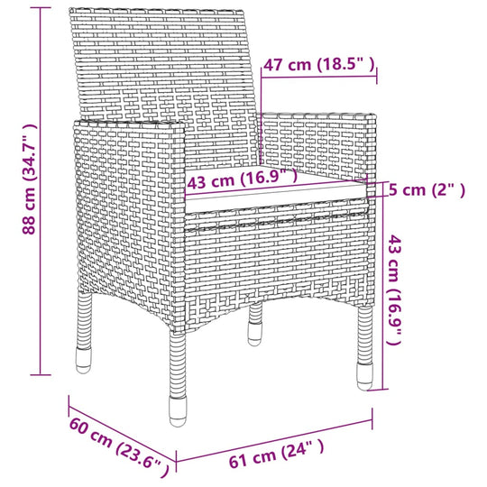 11 Piece Outdoor Dining Set with Cushions Poly Rattan Black