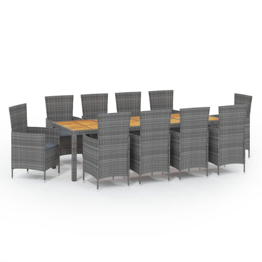 11 Piece Outdoor Dining Set with Cushions Poly Rattan Grey