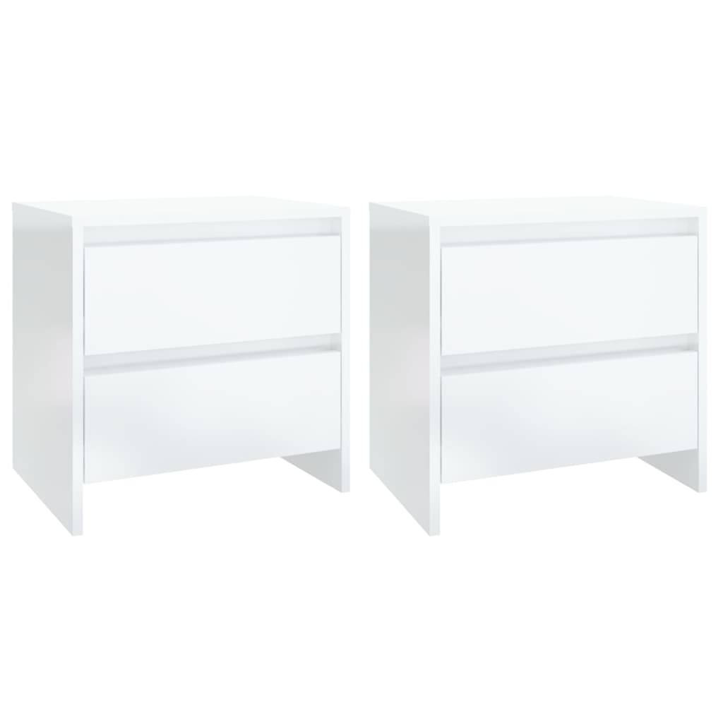 Bedside Cabinets 2 pcs High Gloss White 45x34.5x44.5 cm Engineered Wood