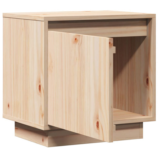 Affordable solid pine wood bedside cabinet with open storage, showcasing quality craftsmanship. Ideal for modern bedrooms.