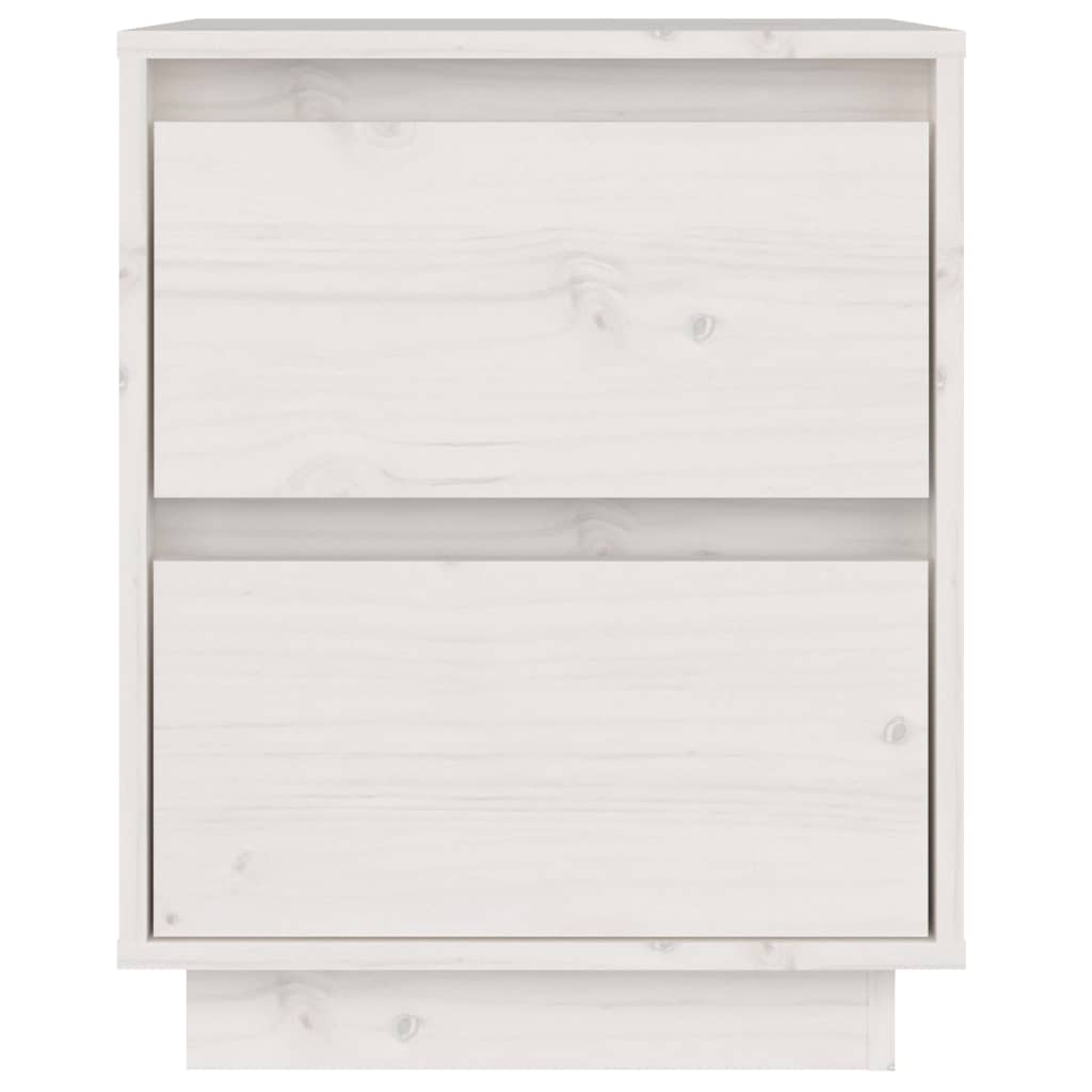 Affordable and quality white bedside cabinet made of solid pine wood, perfect for organizing items and enhancing room decor.