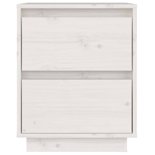 Affordable and quality white bedside cabinet made of solid pine wood, perfect for organizing items and enhancing room decor.