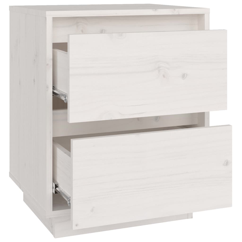 Affordable and quality white bedside cabinet 2 pcs made of solid pine wood with drawers, perfect for modern decor and storage needs