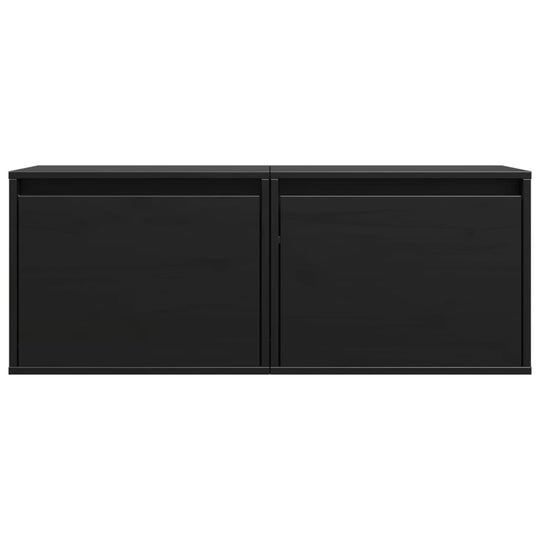 Wall Cabinets 2 pcs Black 45x30x35 cm Solid Wood Pine