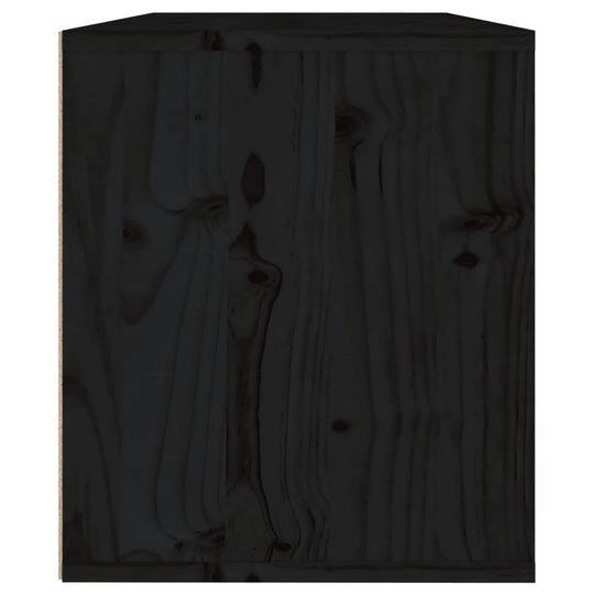 Wall Cabinet Black 60x30x35 cm Solid Wood Pine