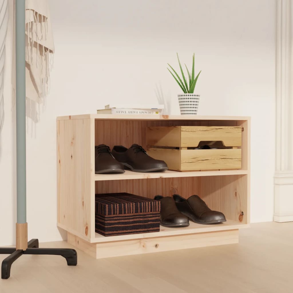 Affordable solid wood shoe cabinet 60x34x45 cm, perfect budget storage solution with organized shelves and decorative top display.