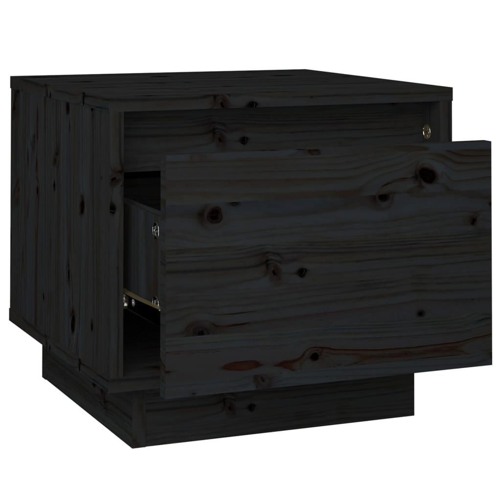 Bedside Cabinets 2 pcs Black 35x34x32 cm Solid Wood Pine