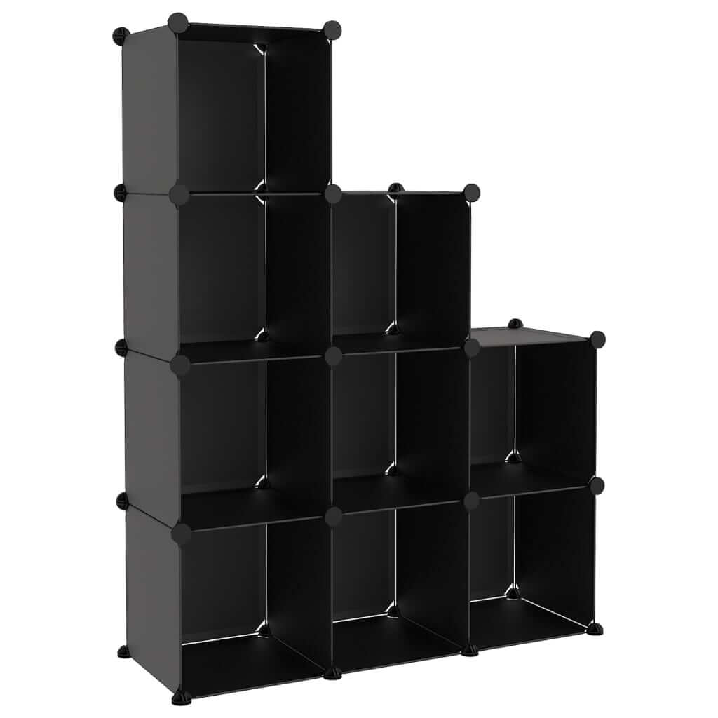 Affordable black storage cube organiser with 9 cubes, versatile DIY solution for quality and luxe display and storage needs.