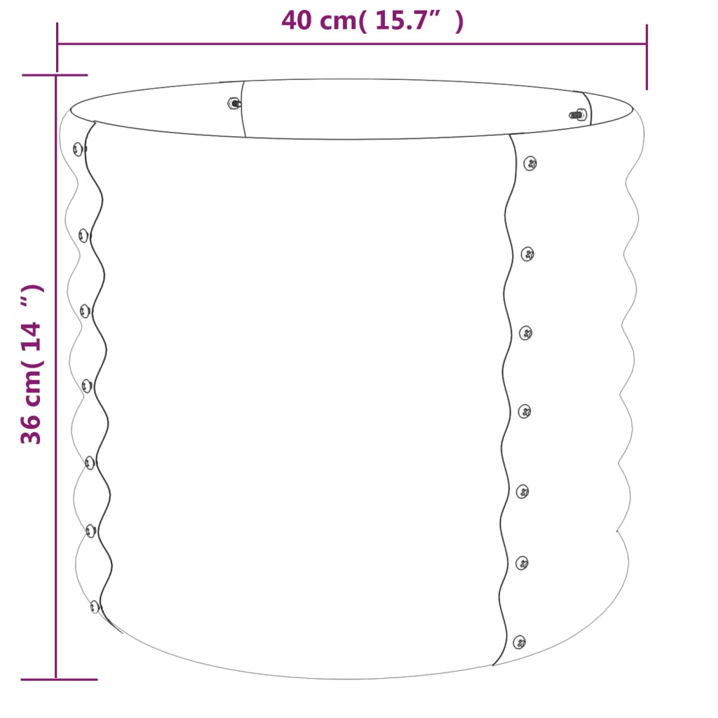 Green powder-coated steel garden planter 40x40x36 cm, ideal for affordable DIY garden projects, rust-resistant and durable quality.