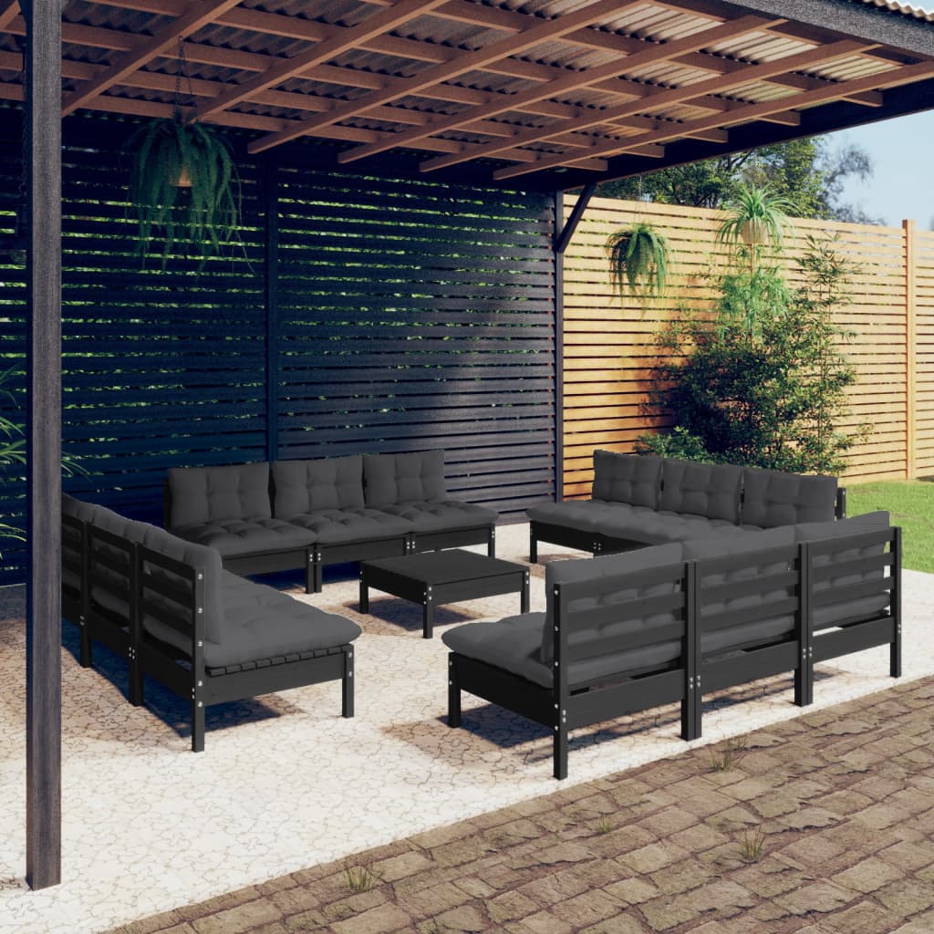 13 Piece Garden Lounge Set with Anthracite Cushions Pinewood