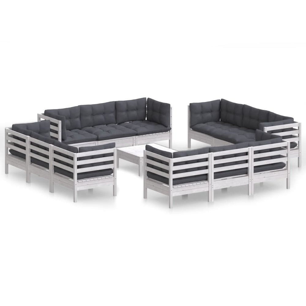 13 Piece Garden Lounge Set with Anthracite Cushions Pinewood