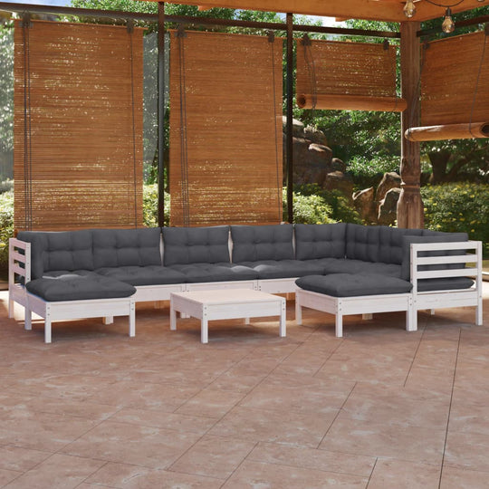 10 Piece Garden Lounge Set With Cushions Solid Pinewood