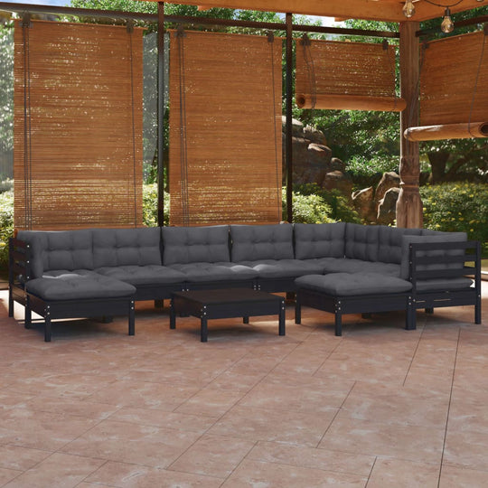 10 Piece Garden Lounge Set With Cushions Solid Pinewood