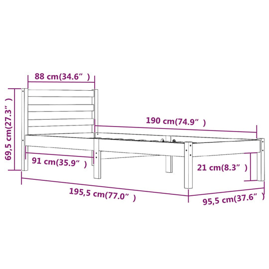 Bed Frame without Mattress 90x190 cm