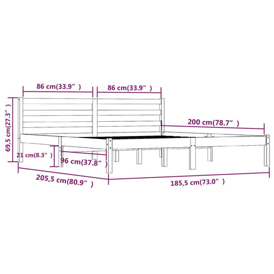 Bed Frame without Mattress White 183x203 cm King