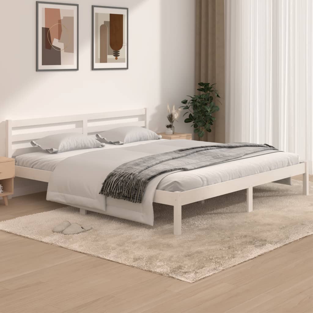 Bed Frame without Mattress White 183x203 cm King