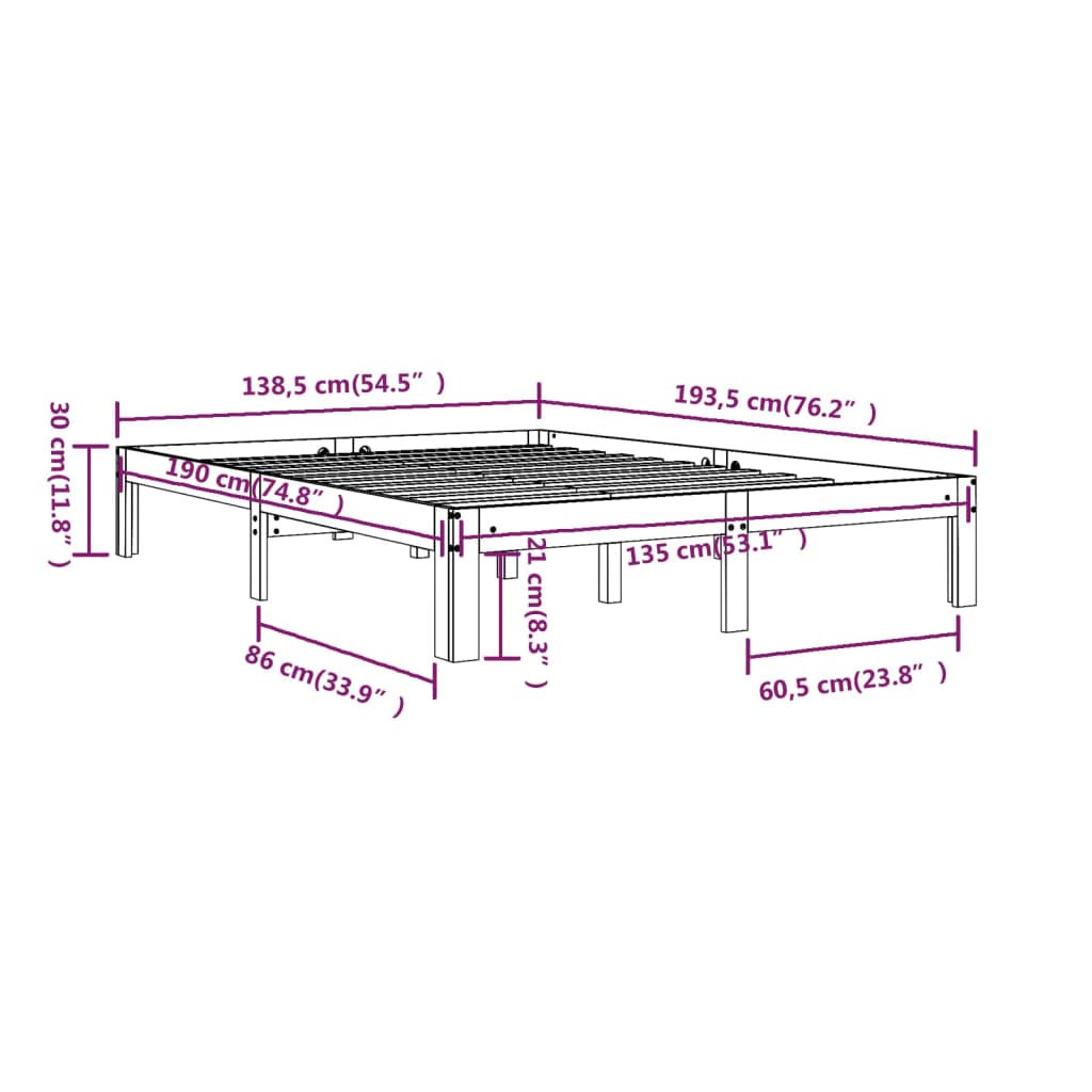 Bed Frame without Mattress 135x190 cm