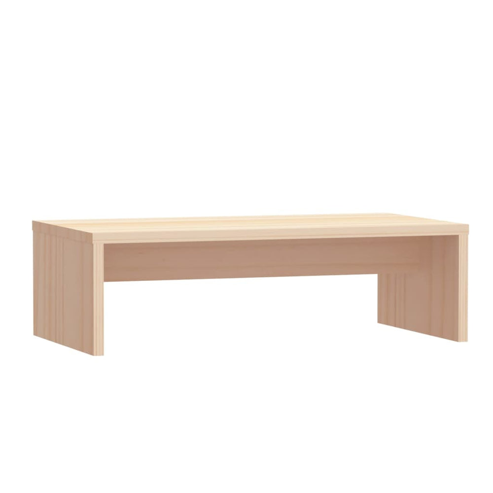 Affordable quality monitor stand made of solid pine wood with a sleek design, measuring 50x27x15 cm, perfect for raising your monitors higher.