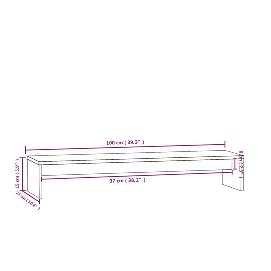 Monitor Stand White 100x27x15 cm Solid Wood Pine