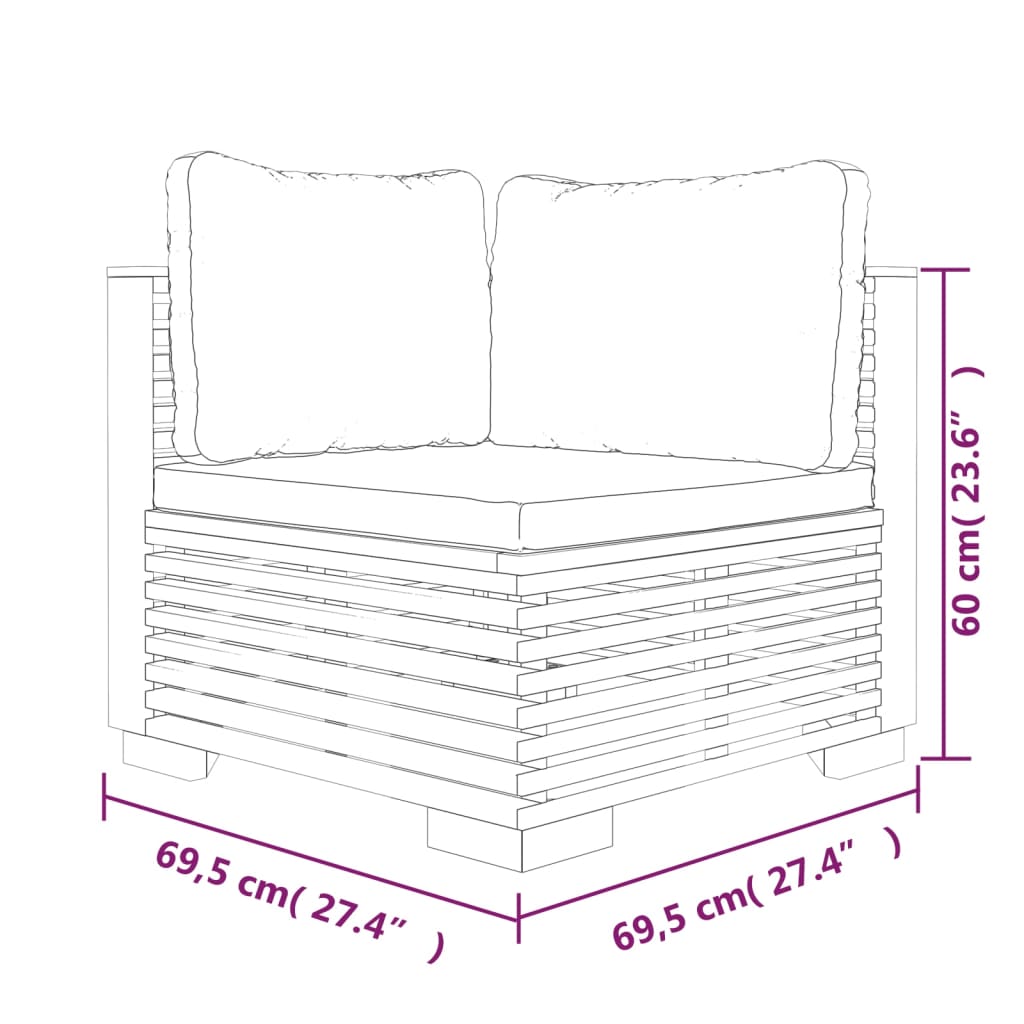 10 Piece Garden Lounge Set with Cushions Solid Teak Wood