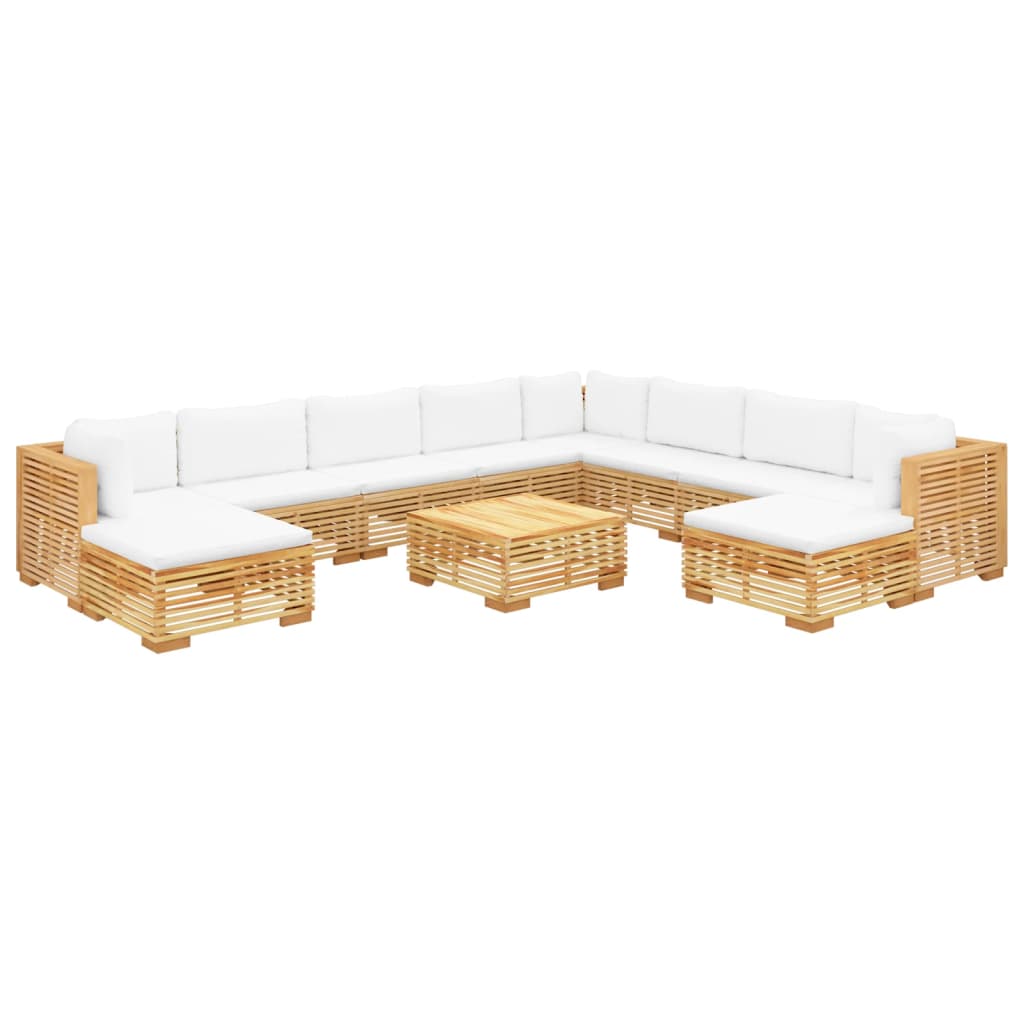 11 Piece Garden Lounge Set with Cushions Solid Teak Wood