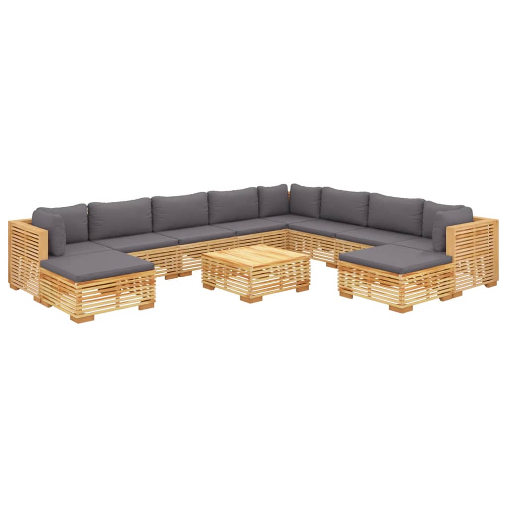 11 Piece Garden Lounge Set with Cushions Solid Teak Wood