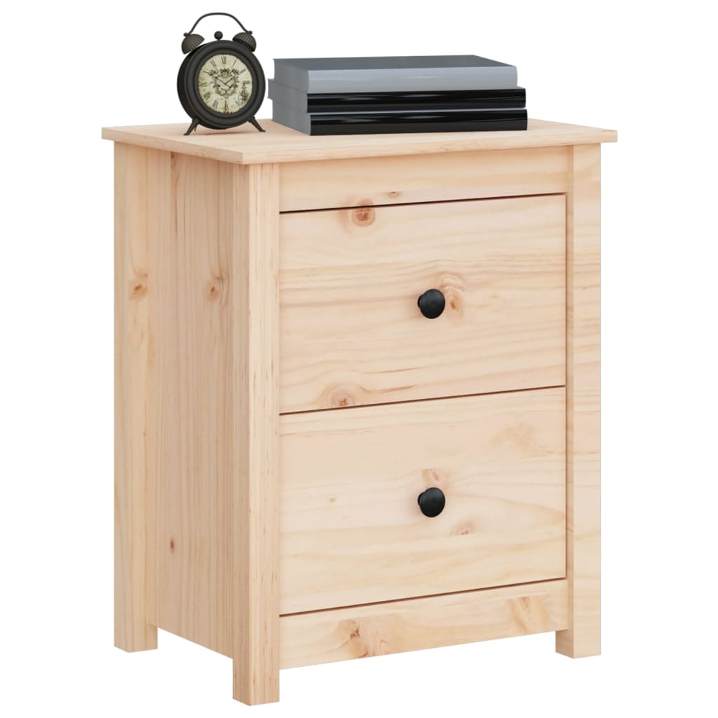 Affordable solid wood bedside cabinet 50x35x61.5 cm with two drawers, made from quality pine wood, offering great value and storage space.