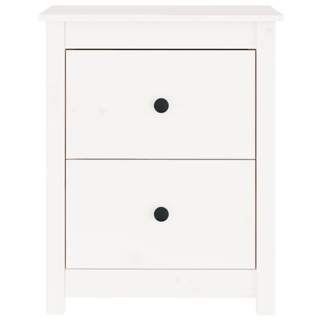 Bedside Cabinet White 50x35x61.5 cm Solid Wood Pine