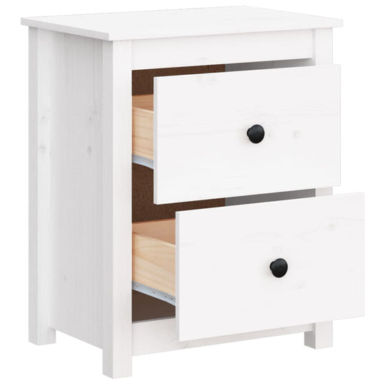 Bedside Cabinet White 50x35x61.5 cm Solid Wood Pine