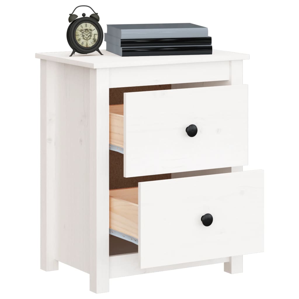 Bedside Cabinet White 50x35x61.5 cm Solid Wood Pine