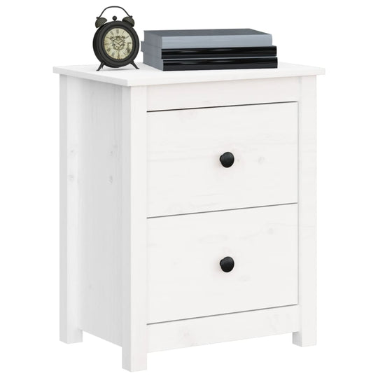 Bedside Cabinet White 50x35x61.5 cm Solid Wood Pine