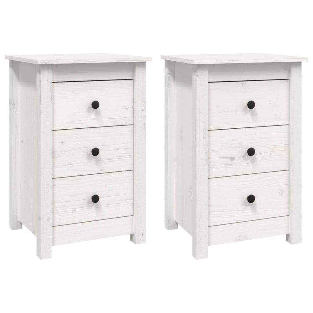 Bedside Cabinets 2 pcs White 40x35x61.5 cm Solid Wood Pine