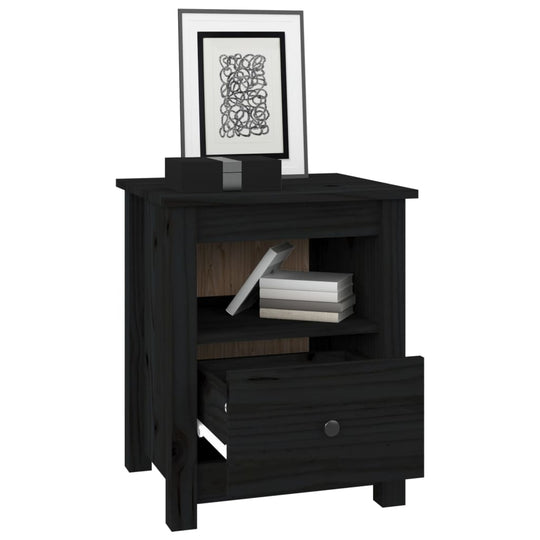 Bedside Cabinets 2 pcs Black 40x35x49 cm Solid Wood Pine