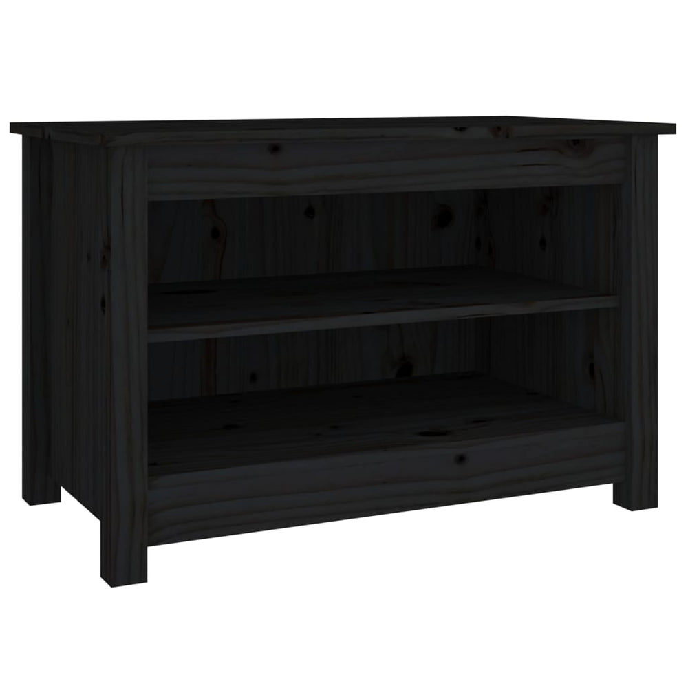 Shoe Bench Black 70x38x45.5 cm Solid Wood Pine