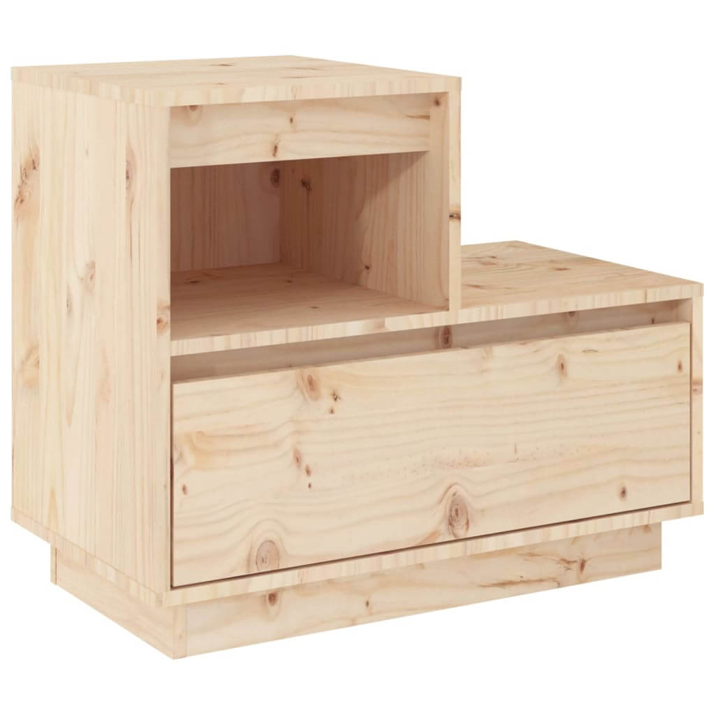 Affordable quality bedside cabinet with 1 drawer and 1 compartment made of solid pine wood, perfect for storage and adding a rustic look