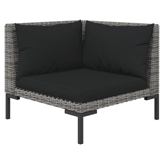 10 Piece Garden Lounge Set with Cushions Poly Rattan Dark Grey