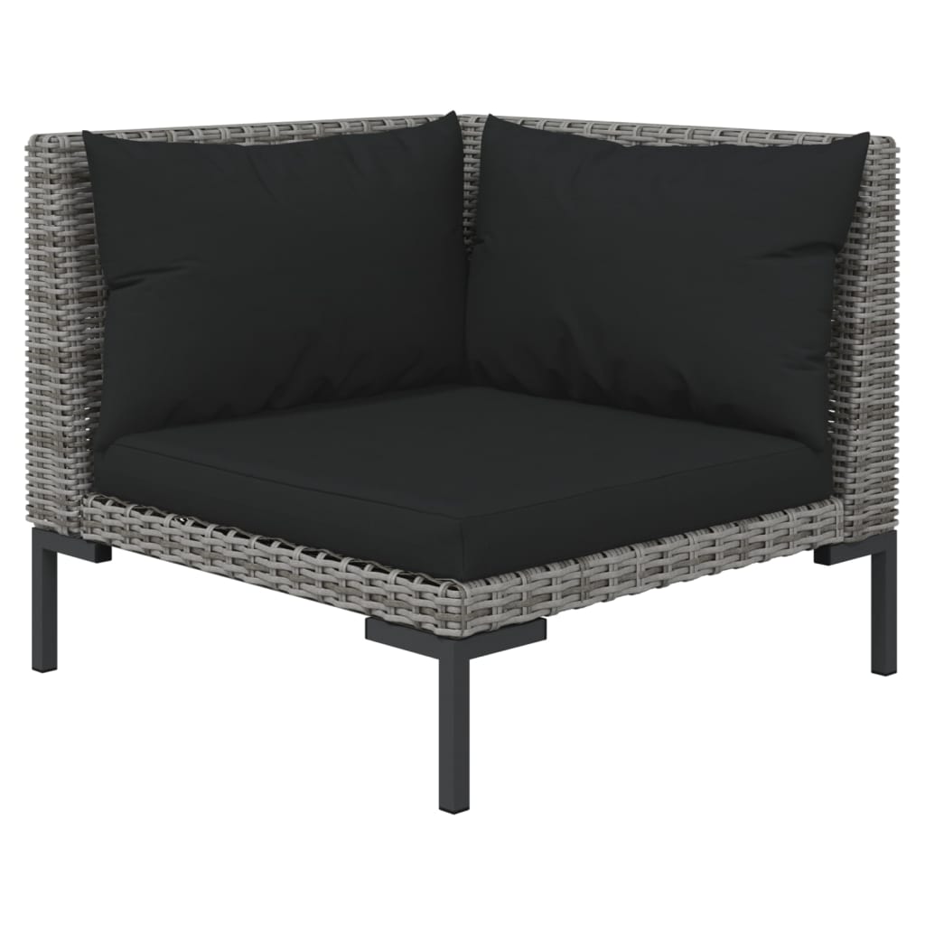 11 Piece Garden Lounge Set with Cushions Poly Rattan Dark Grey