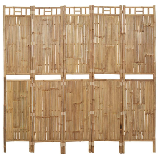 5-Panel Room Divider Bamboo 200x180 cm