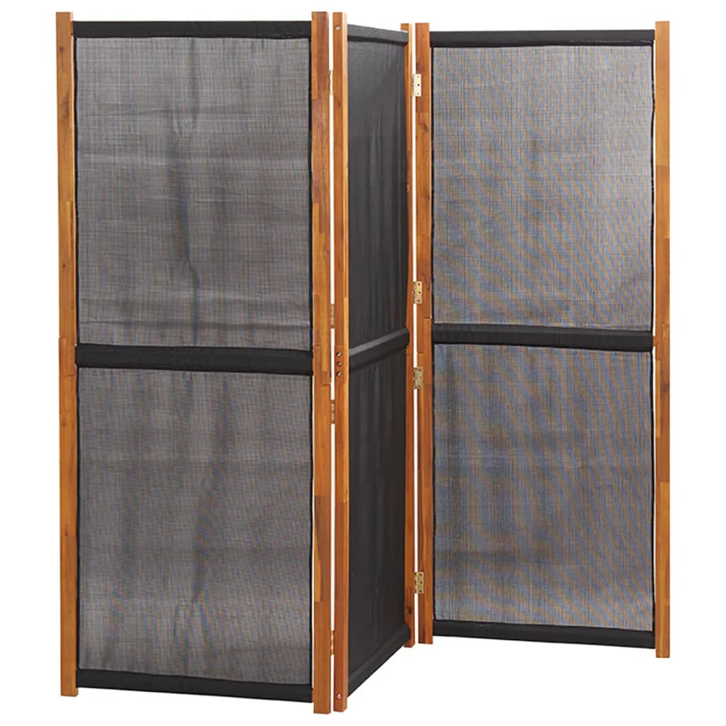 3-Panel Room Divider Black 210x180 cm