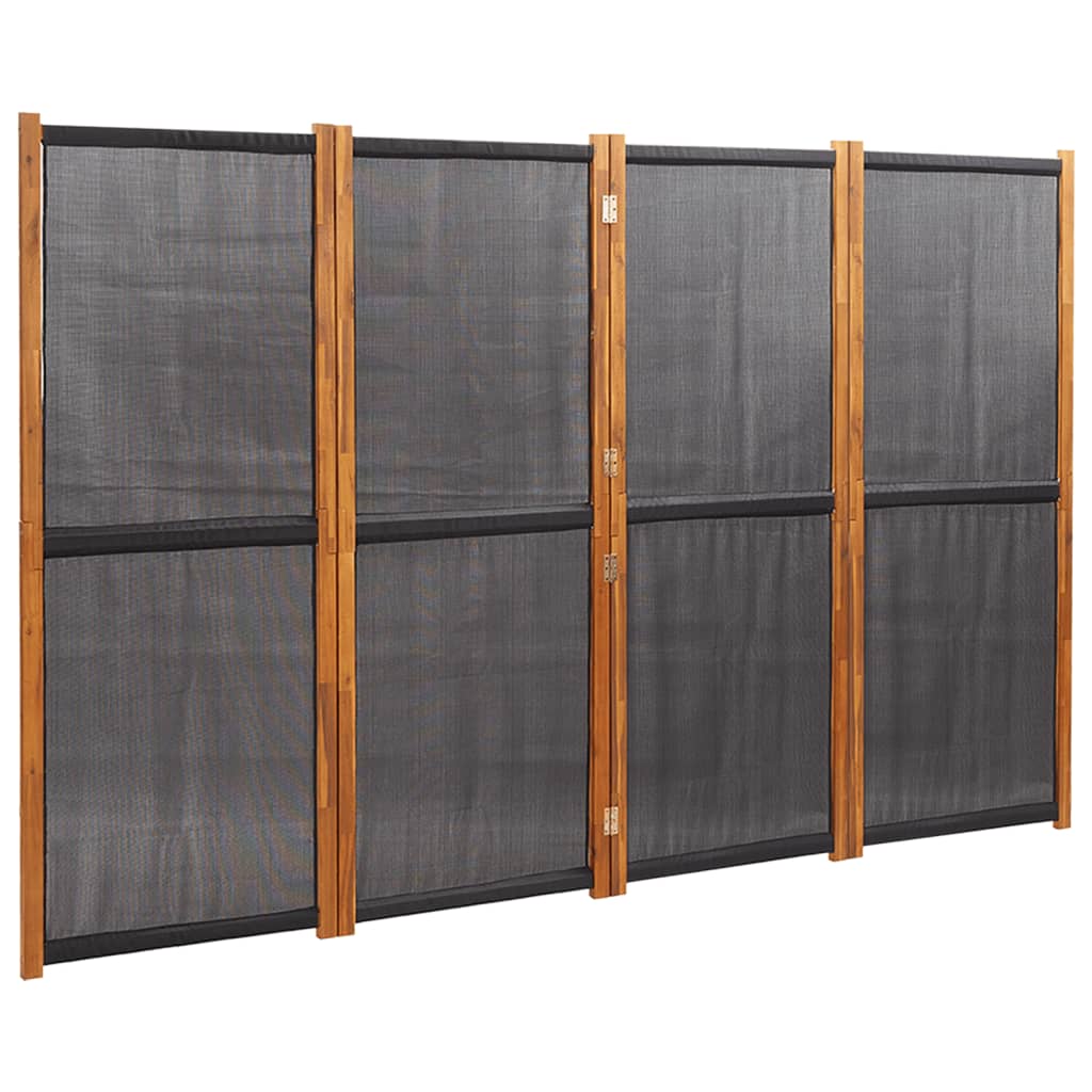 4-Panel Room Divider Black 280x180 cm