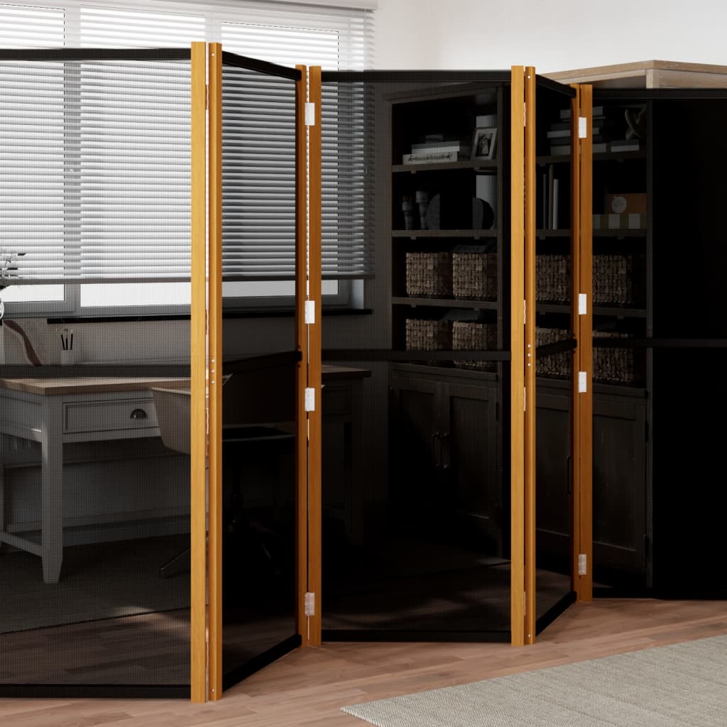 5-Panel Room Divider Black 350x180 cm