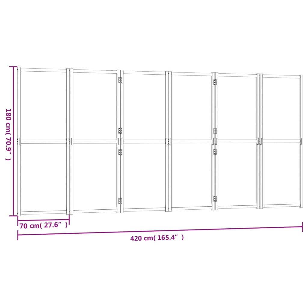 6-Panel Room Divider Black 420x180 cm