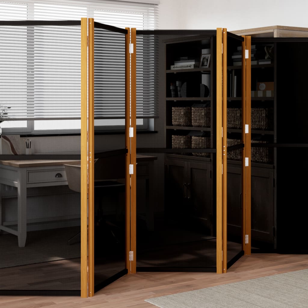 6-Panel Room Divider Black 420x180 cm