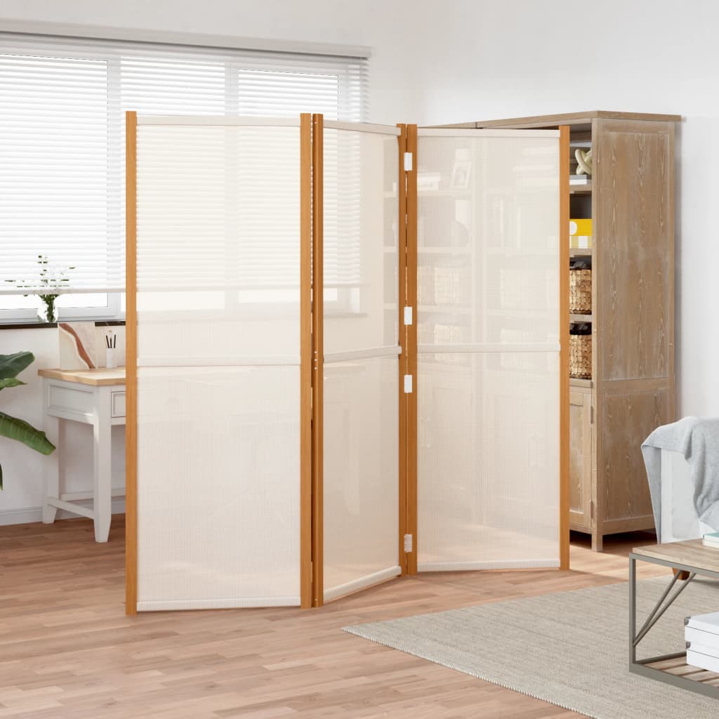 3-Panel Room Divider Cream White 210x180 cm