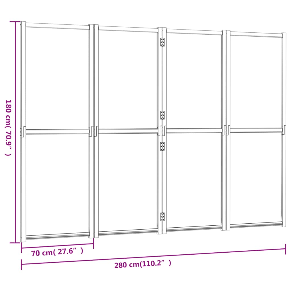 4-Panel Room Divider Cream White 280x180 cm