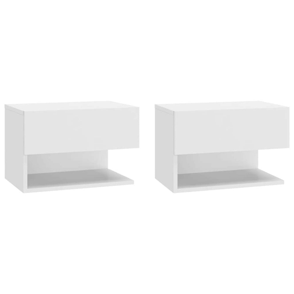 Affordable white wall-mounted bedside cabinets 2 pcs for quality and value in maximizing floor space and adding extra storage.