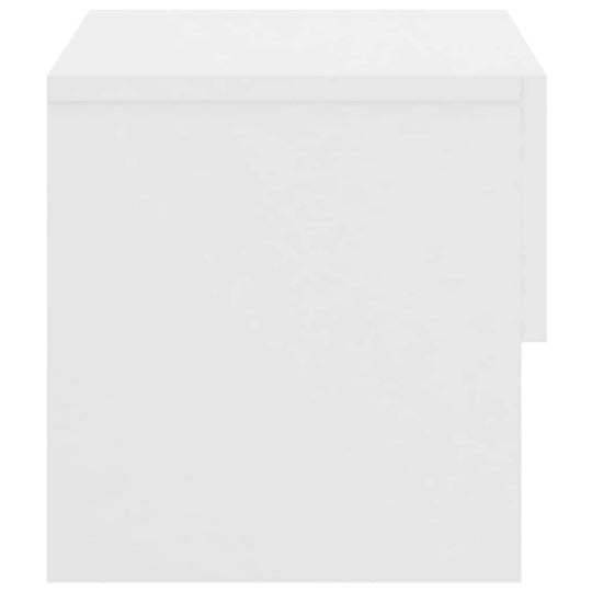 Affordable quality wall-mounted bedside cabinet in white for maximizing space and keeping floor areas clean.